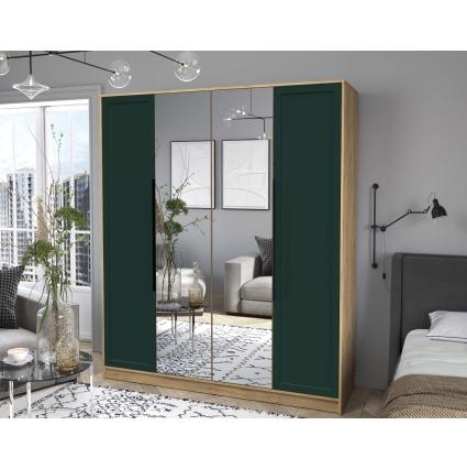 Шкаф распашной Тренд КТ-Ш4 (з) (Дуб золотой ЛДСП/ Изумруд ЛМДФ) Ш1800 В2128 Г547